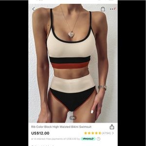 High waisted color block bikini